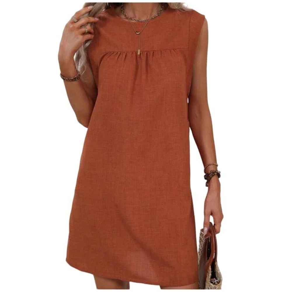 BOPOCO Sleeveless Mini Sheath Dress In Rust Sizse S/M‎